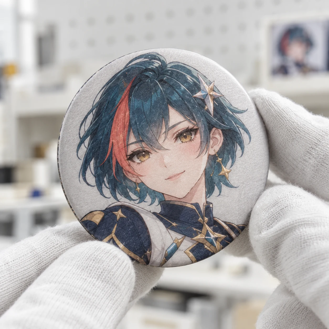 オリジナルキャラクターの紙質触感フィルム缶バッジ